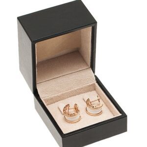 Bulgari B.zero1 Earrings – 18K Rose Gold & White Ceramic – Authentic w/ Box